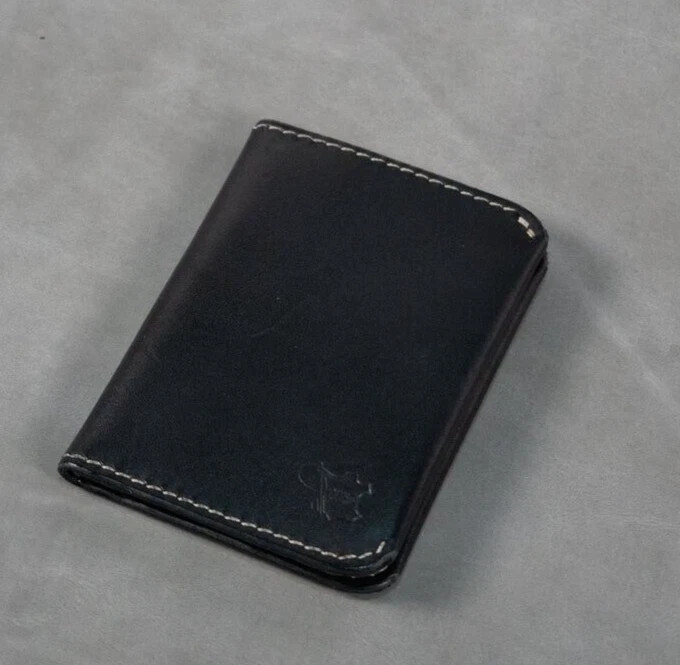 Genuine Ha Handmade Full Grain Pure Leather Bifold Vertical Wallet for Men, Slim