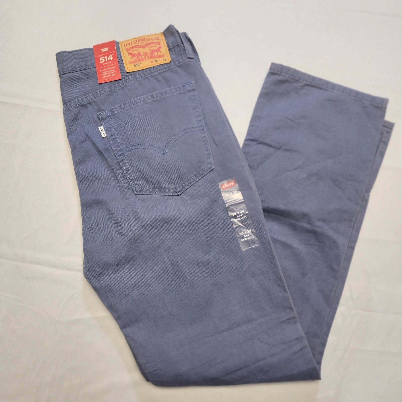 NEW Levis 514 Men Jeans Size Blue 36X34 100% Cotton Straight White Tag NWT Work