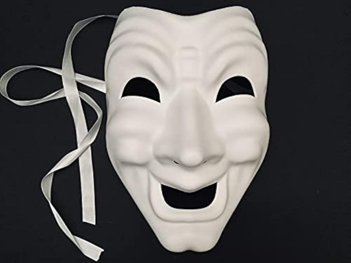 Blank DIY Masquerade Comedy Tragedy Mask Unisex Adult Performance Play Halloween