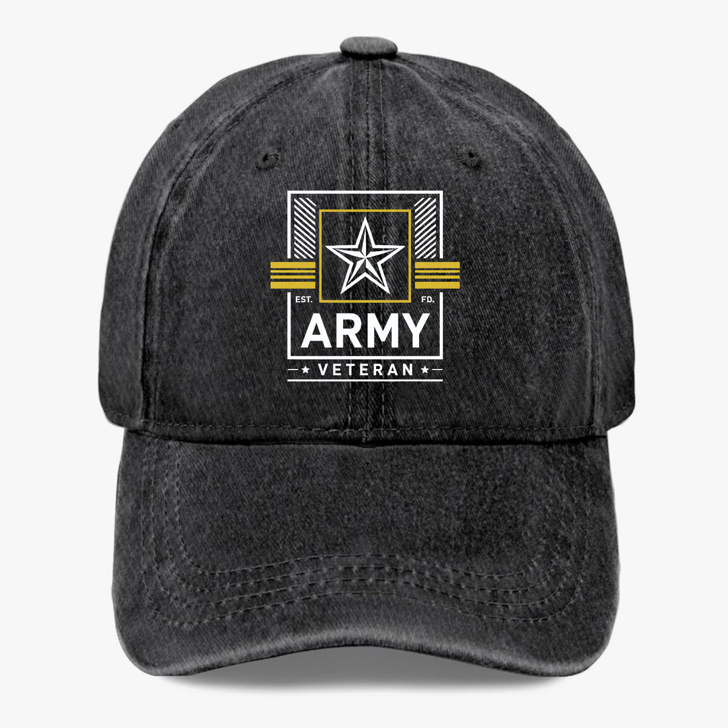 Proud Army Veteran Hat Military Service Star Graphic Washed Adjustable Cap