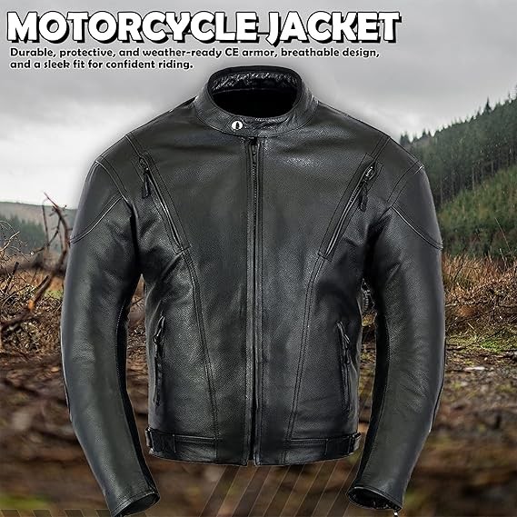 Motorcycle Jacket Mens GenuineMotorbike Leather Jacket Removable Liner CE Armor