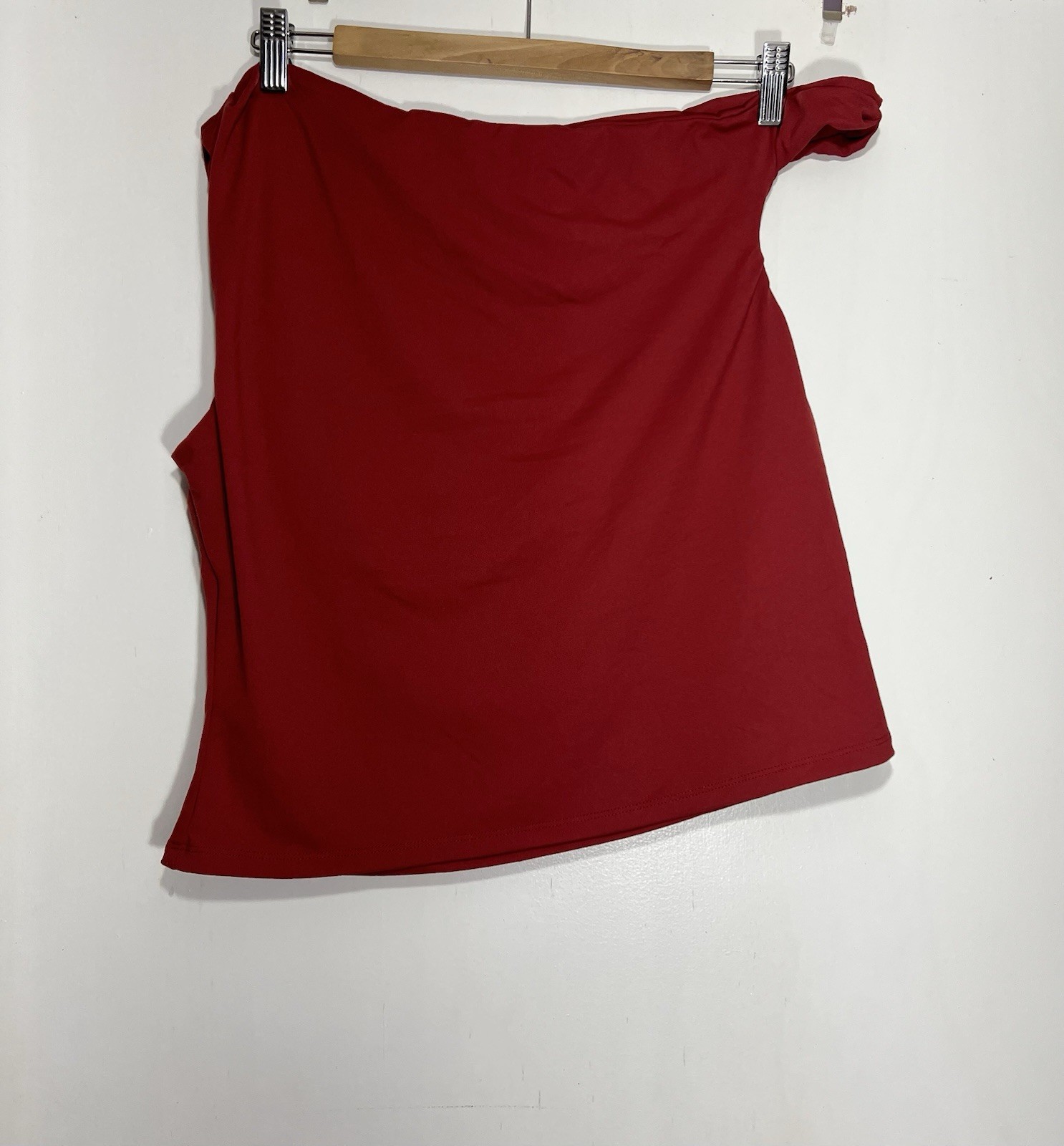 Princess Polly | Red One Shoulder Twist Knit Stretch Cropped Top Size 12