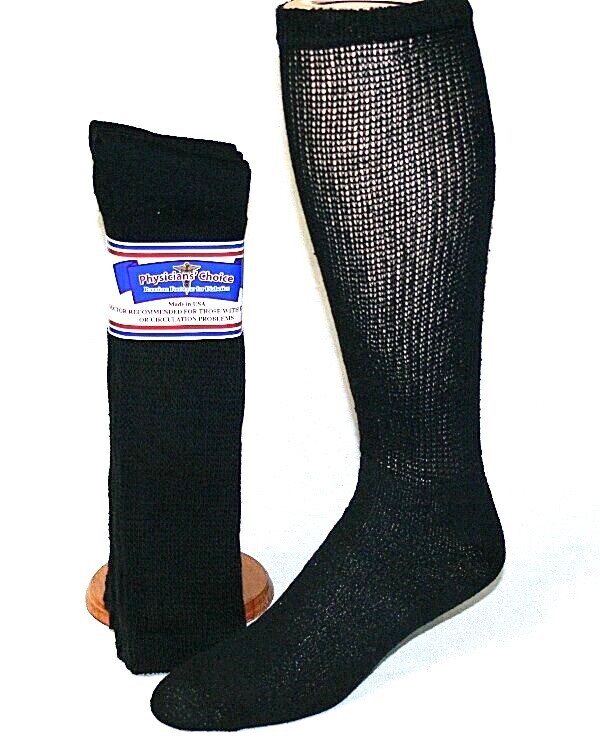 3 pr Men’s Physicians’ Choice Over the Calf knee high Socks Black 10-13 USA made