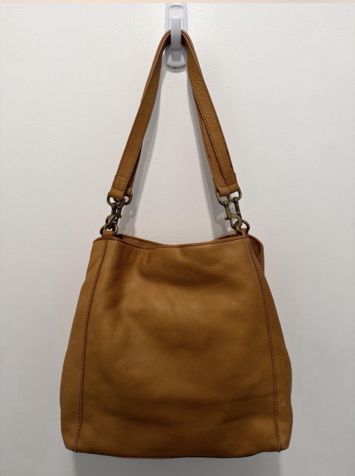 American Leather Co Genuine Leather Hobo Tote Bag Tan Dual Strap Shoulder Purse