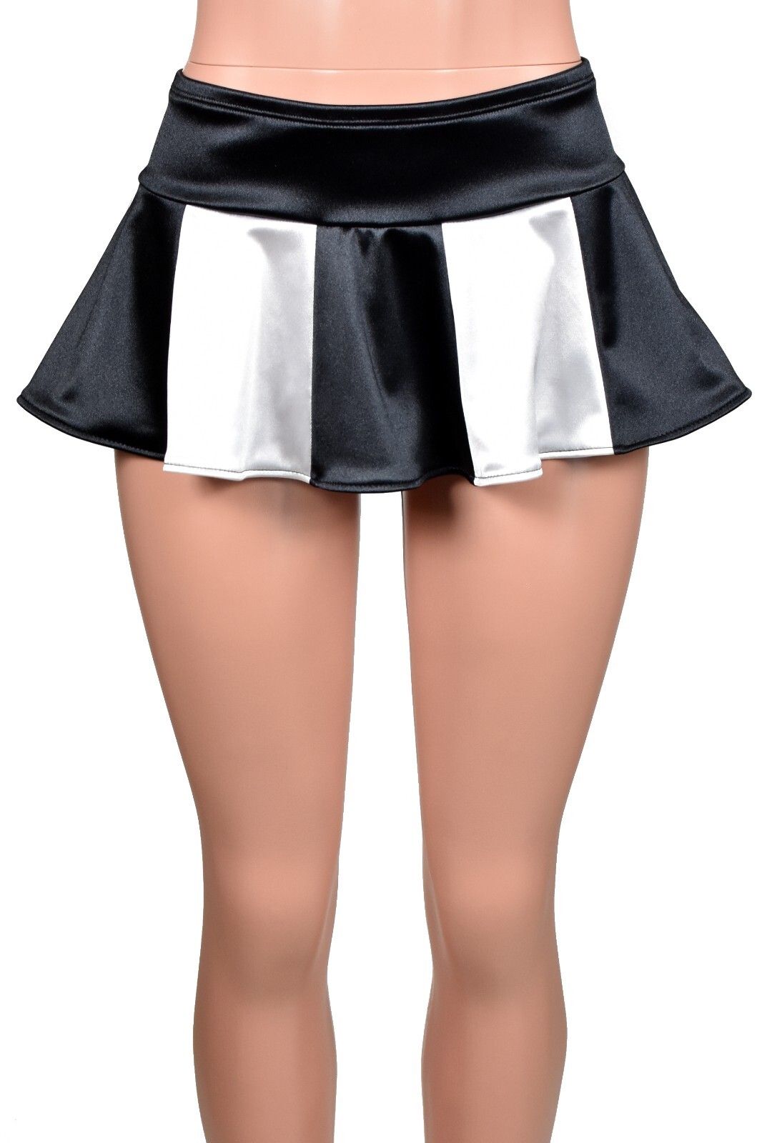 Black White Stretch Satin Micro Mini Skirt XS to XL 2XL 3XL lingerie plus size