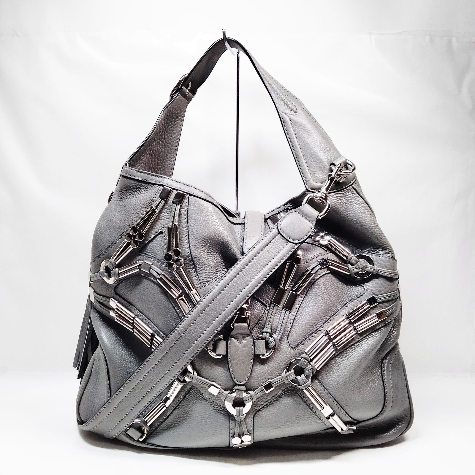 Gucci Shoulder Bag New Jackie Gray Leather 4526254