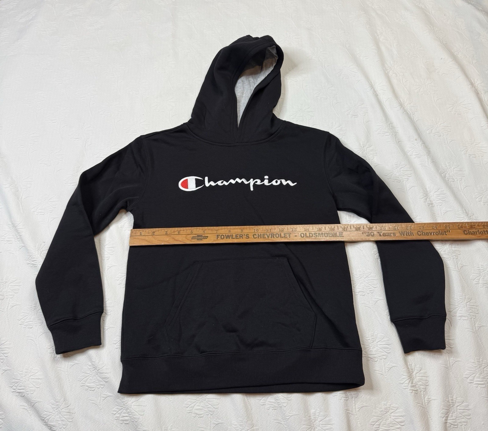 Men’s Champion – Fleece Pullover Black Hoodie Hooded Sweatshirt – Medium – NWT
