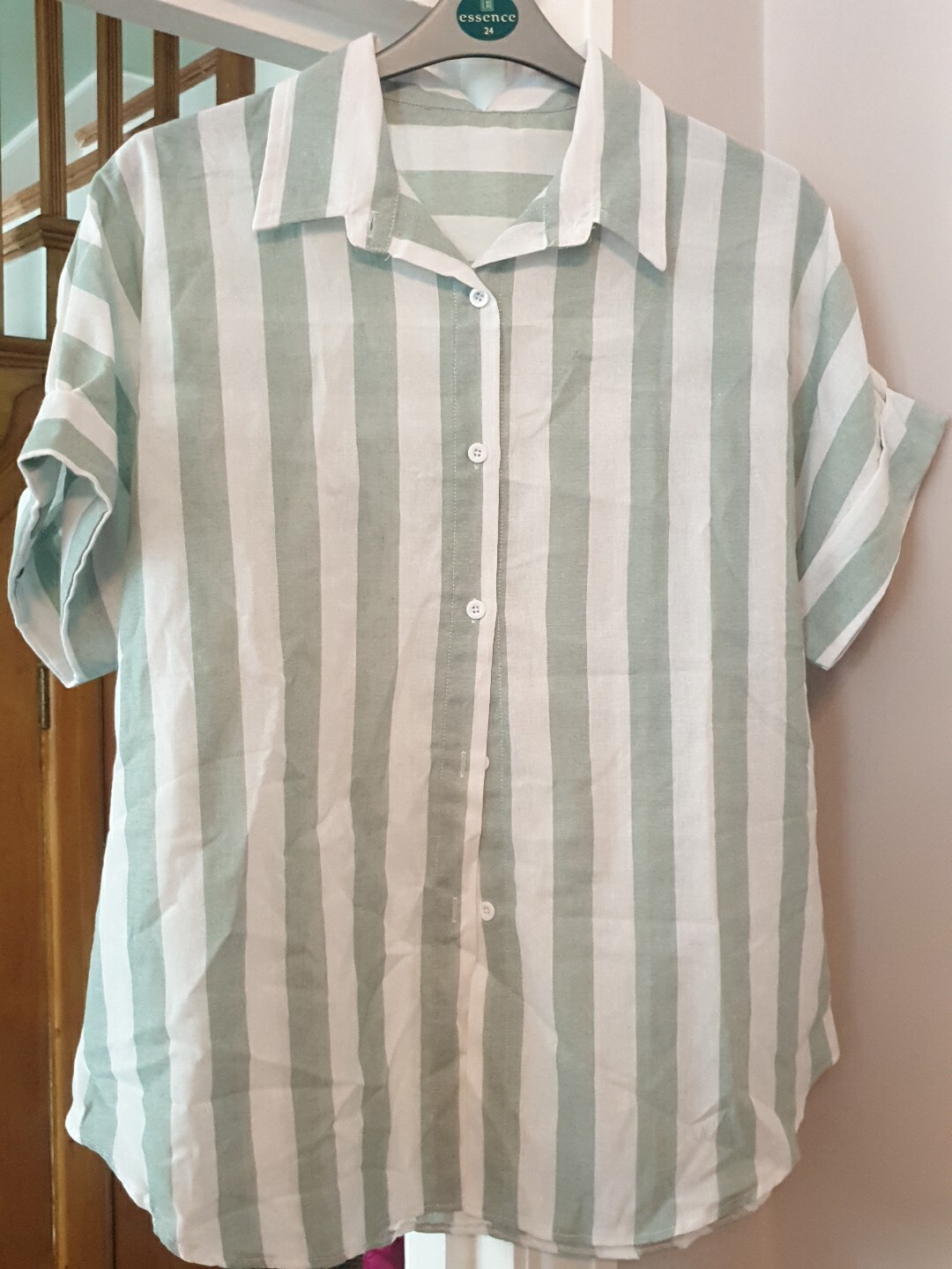 Button Up Green Striped Shirt – Loose Casual Top – Size XXL/18 -BNNT- RRP £20.99