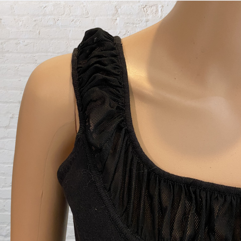 AXCESS — Black Tank with Mesh Collar, Sleeveless, Cotton