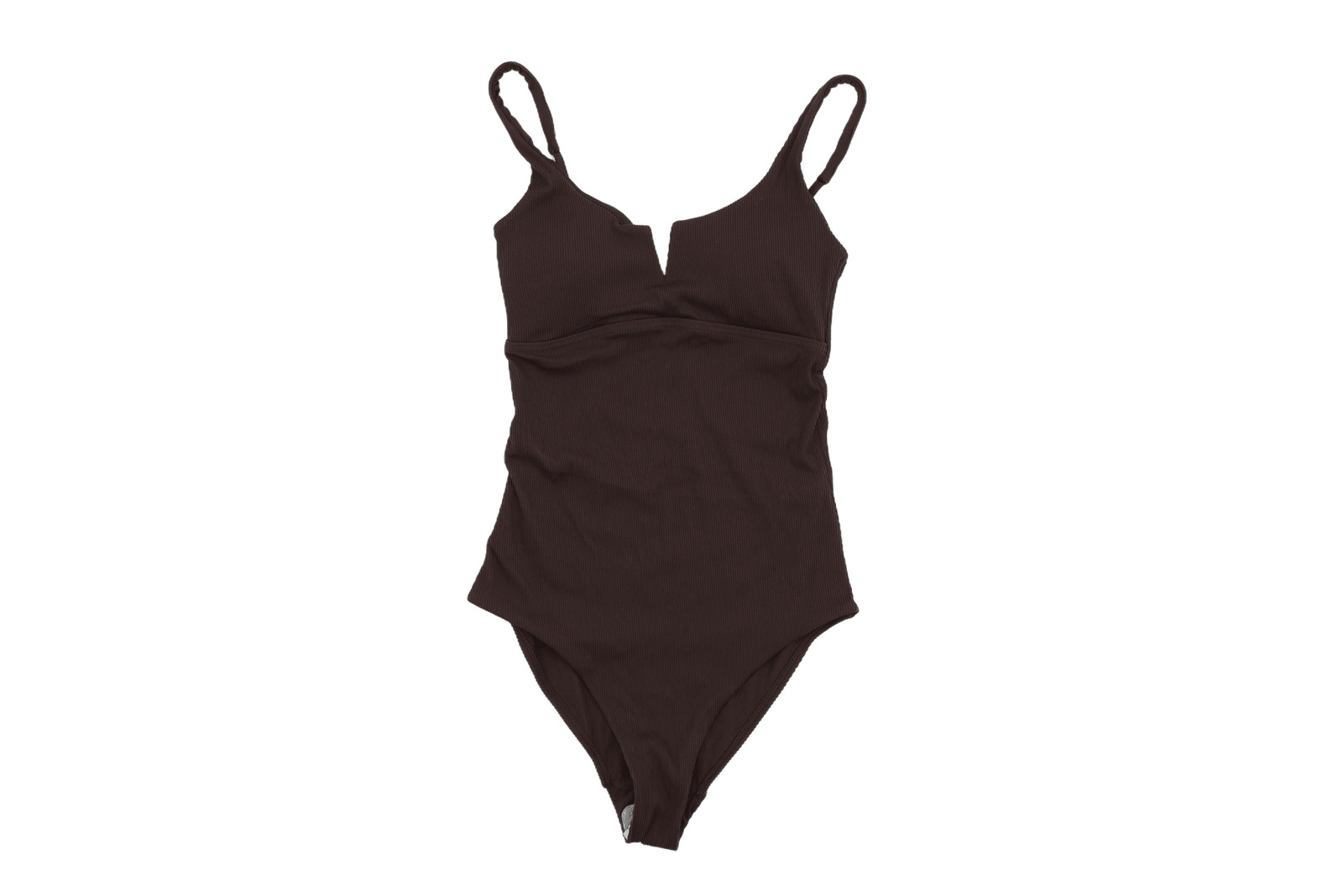 Marks & Spencer Women’s Swimsuit Size 12 Peat Ribbed Adjustable Strap V-Neck New