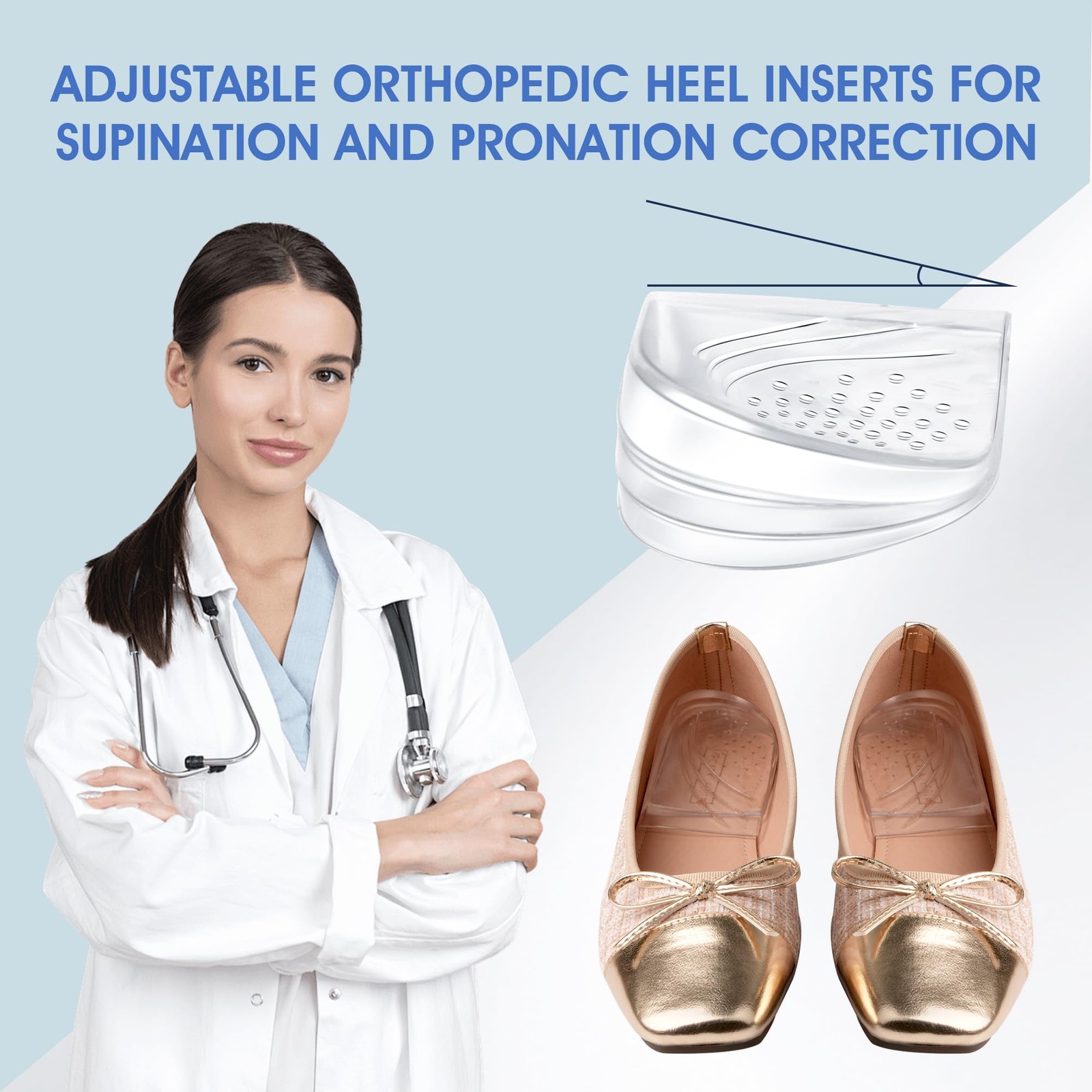 Adjustable Heel Wedge Inserts 3 Layers for Supination & Pronation Correction,…
