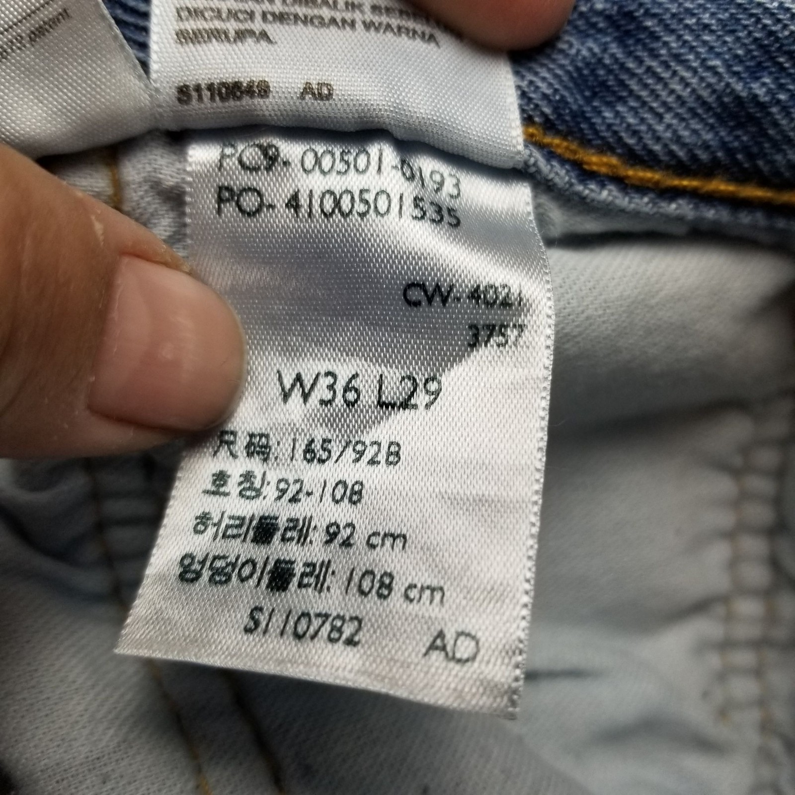 Levis Jeans Mens 36×29 Blue 501 Cotton Denim Button Fly Straight *Read*