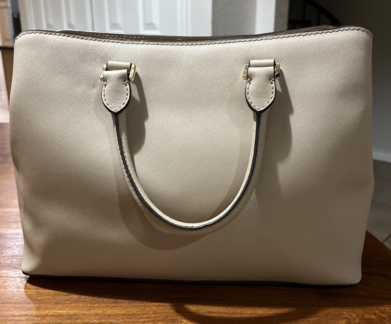 Michael Kors Savannah Medium Saffiano Taupe Satchel Leather Handbag*READ