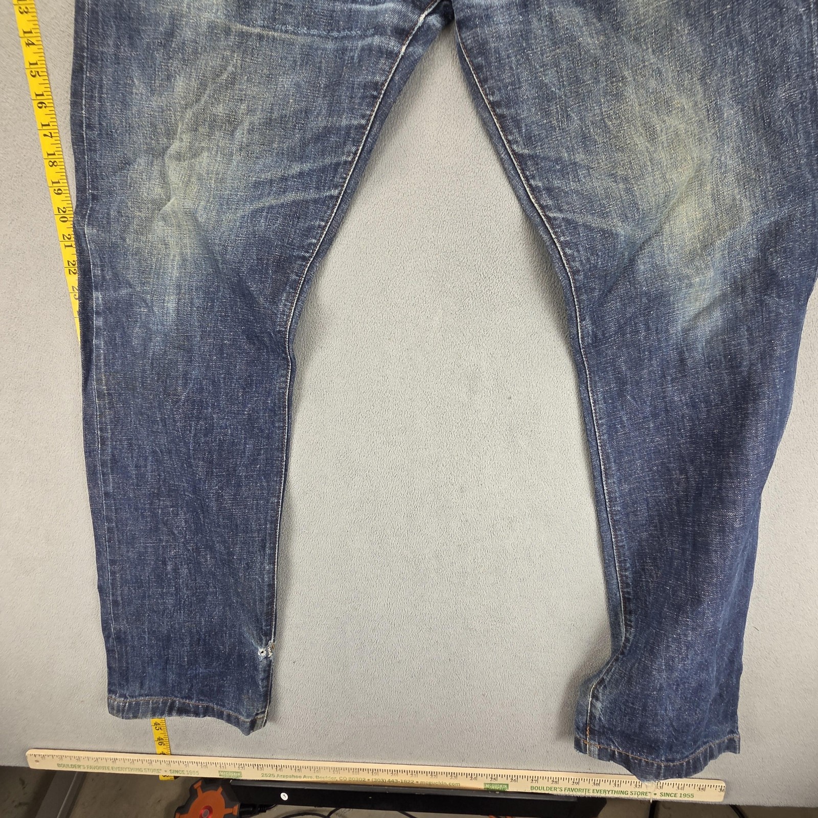 Sicko Jeans Mens Blue Selvedge Buckle Back Whiskers Fits 36×32