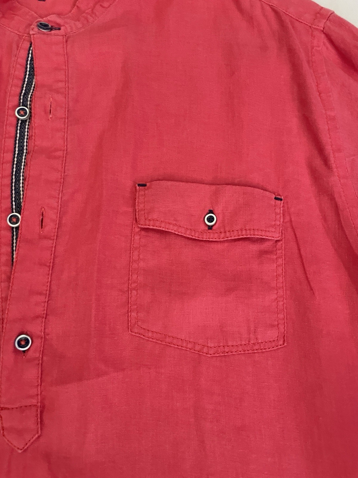 Massimo Castello 100% Linen Fushia Color Long Sleeved Men’s Shirt Size Large