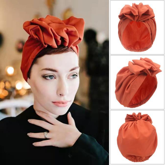 Womens Knot Bow Turbans Elastic Chemo Hats Hair Loss Cap Head Wrap Head Turban