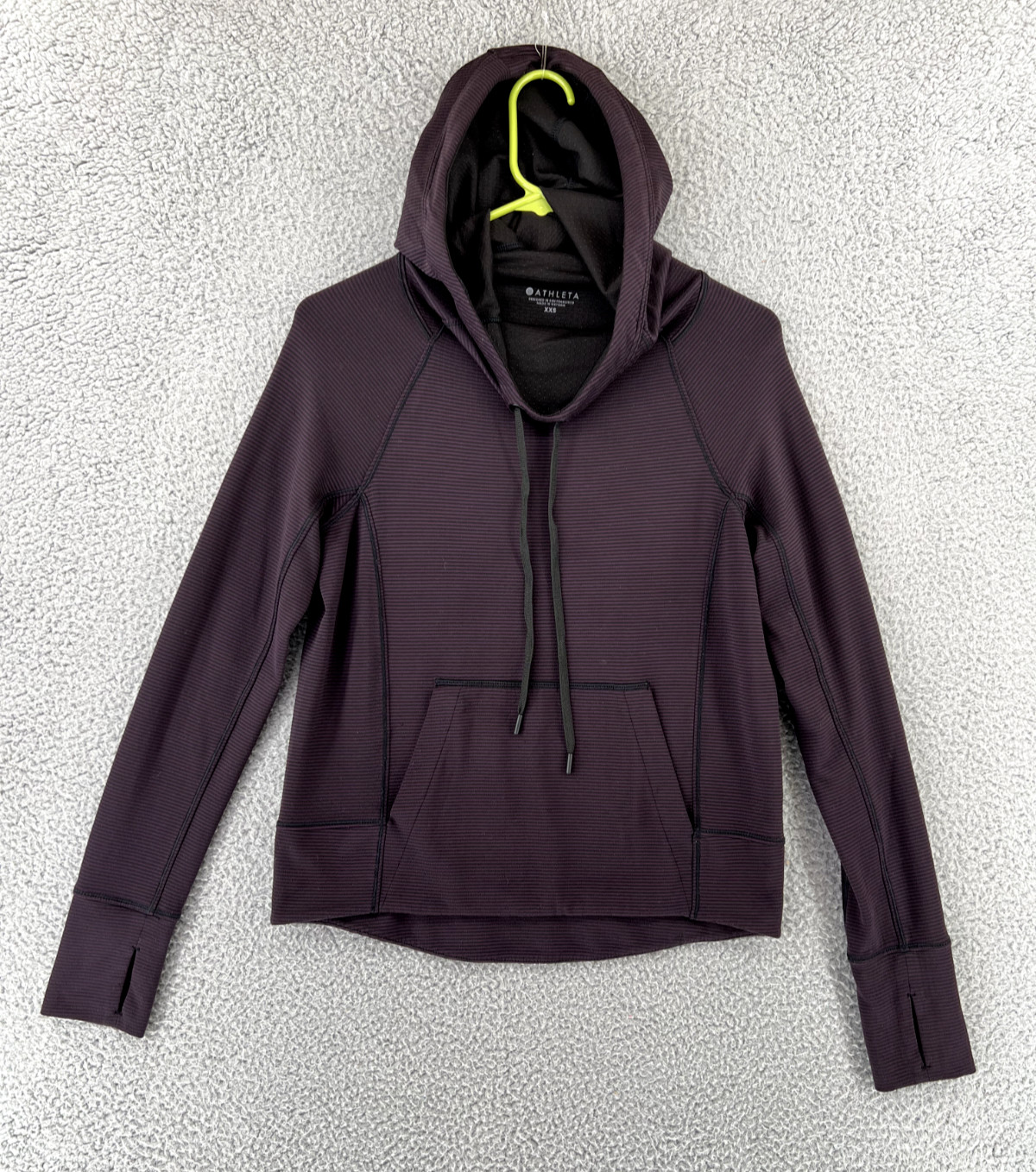 ATHLETA Hoodie Sweatshirt Womens XXS Purple Pullover Thumbholes Comfy