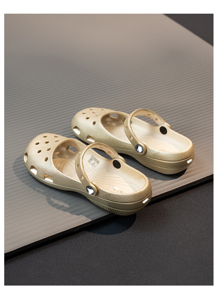 crocc Women Ballet Platform Clogs Gold Glitter Slip On Non Slip Casual Sandals
