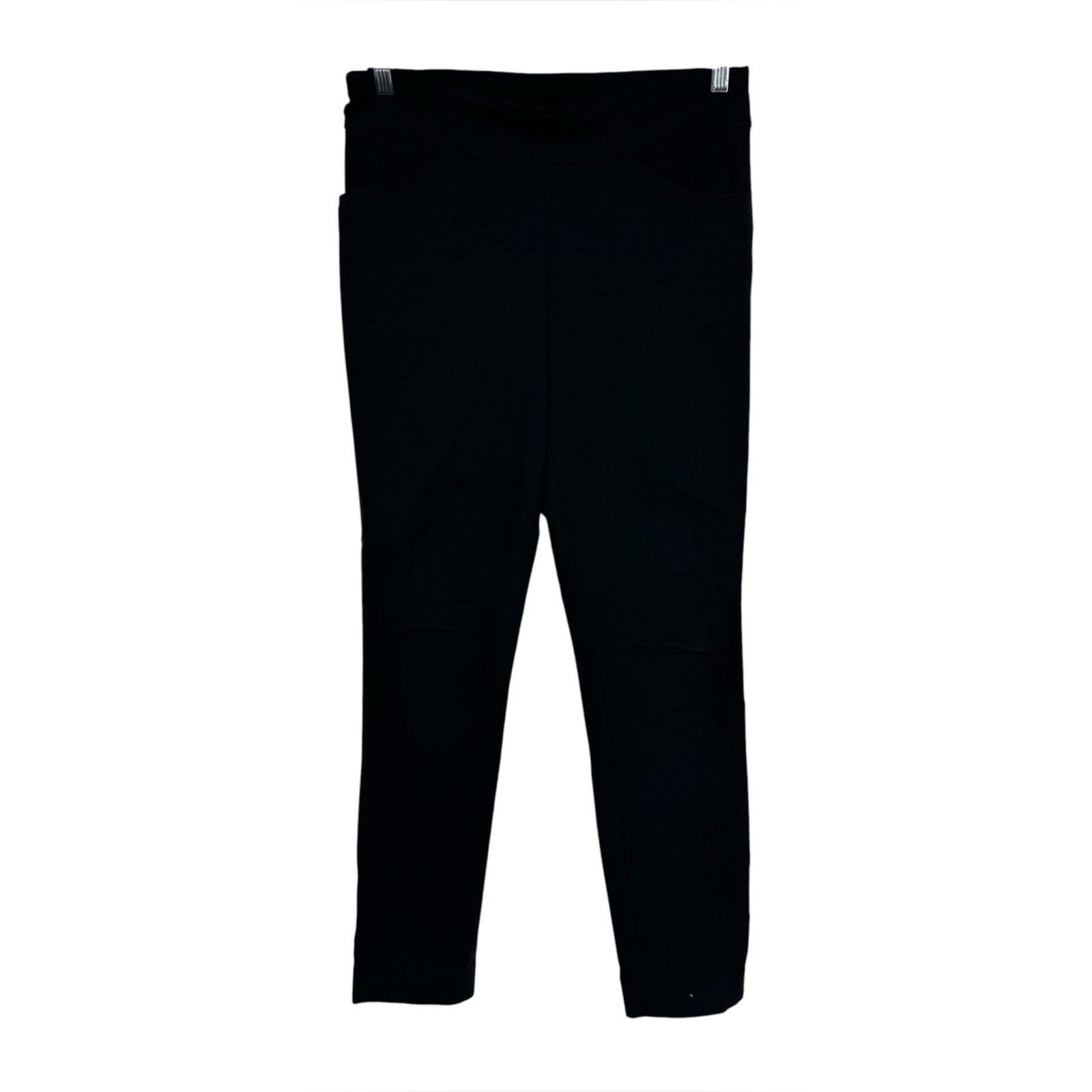 Chico’s Size 1.5 (Reg 10) Black Rayon/Nylon/Span Pull On Pants w Front Pockets