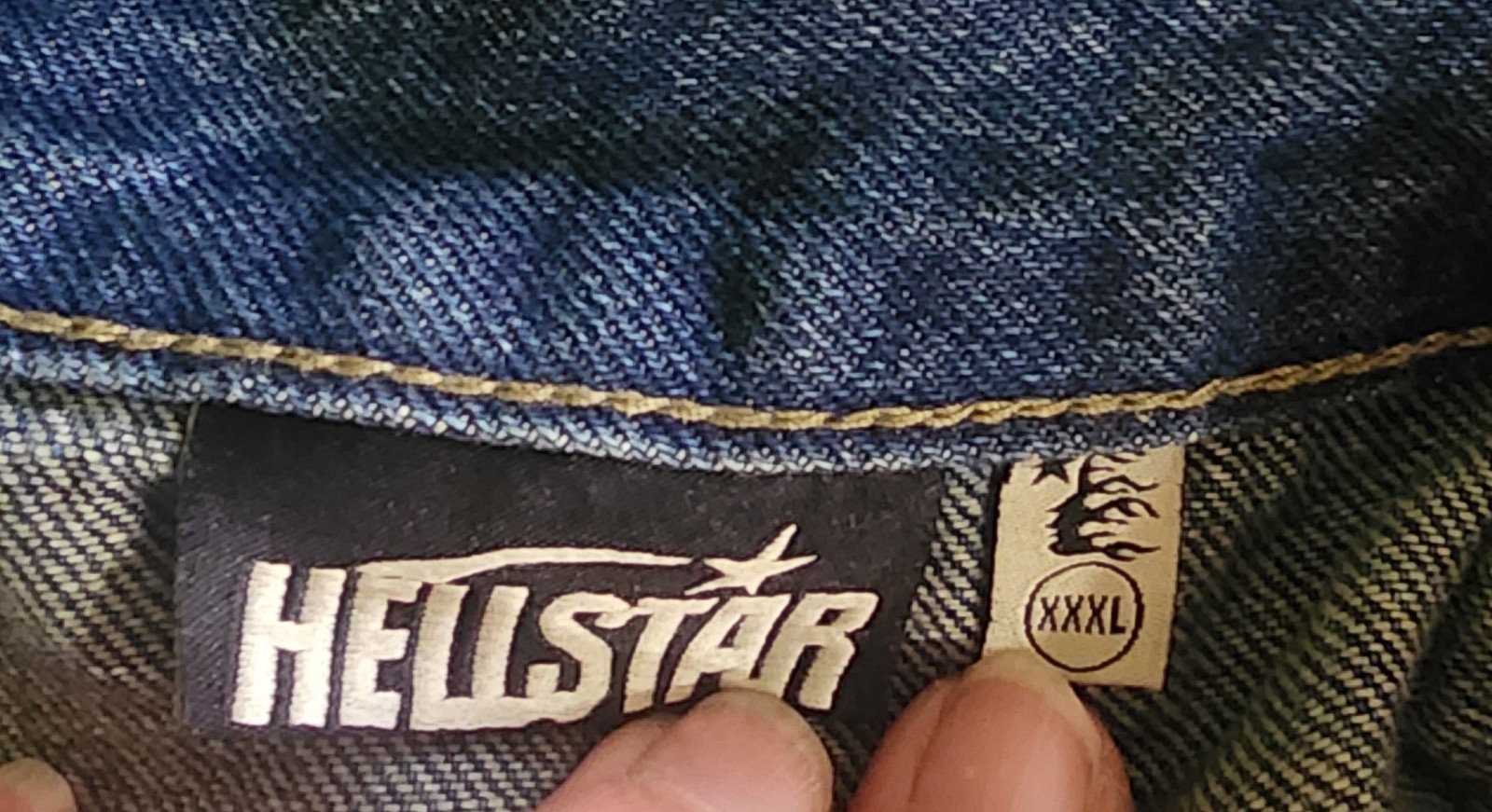 Helostar Men’s Blue Denim Cargo Shorts Medium Wash Rhinestone Fringe Pockets