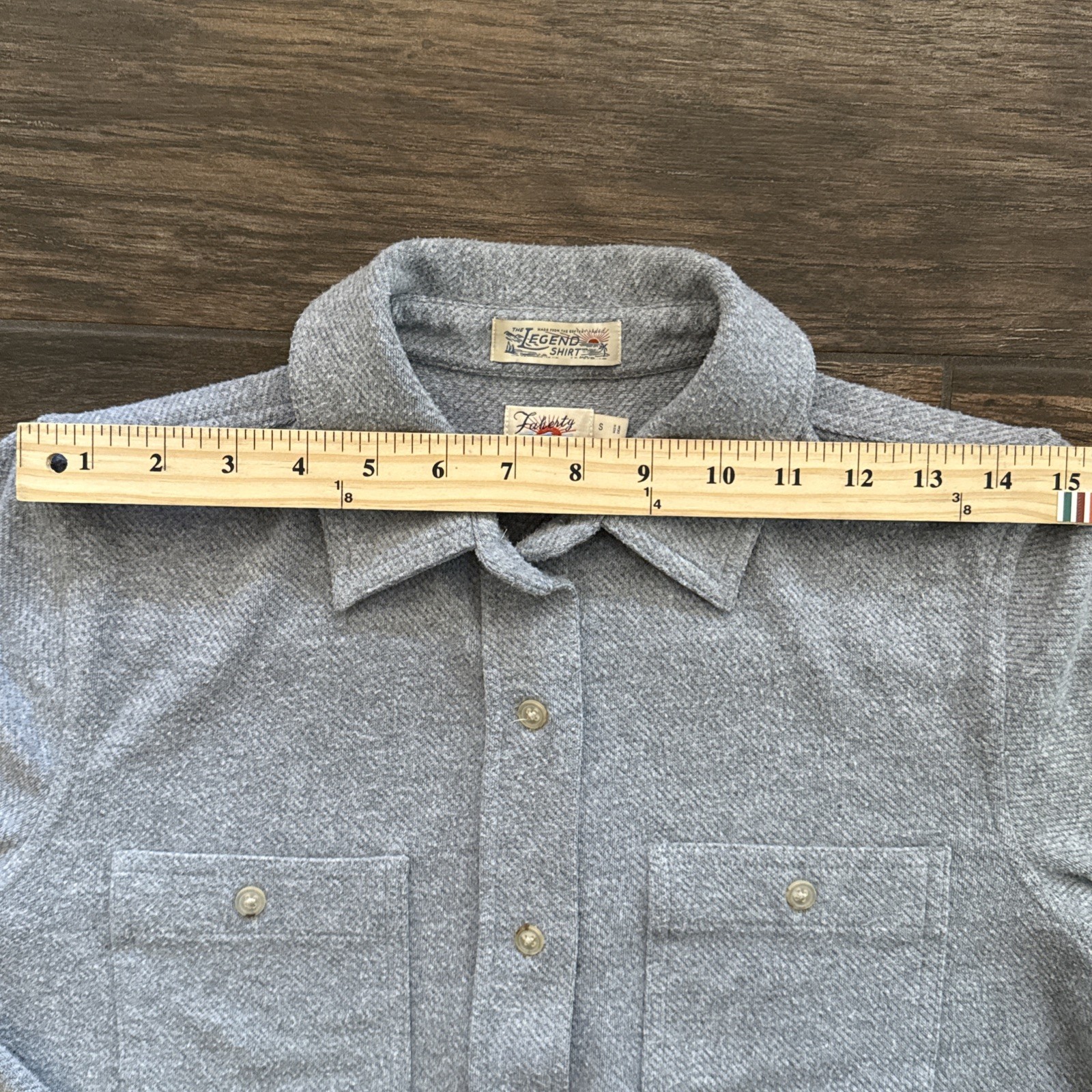 Faherty Legend Sweater Shirt Men Medium Gray Flannel Shacket Overshirt Stretch