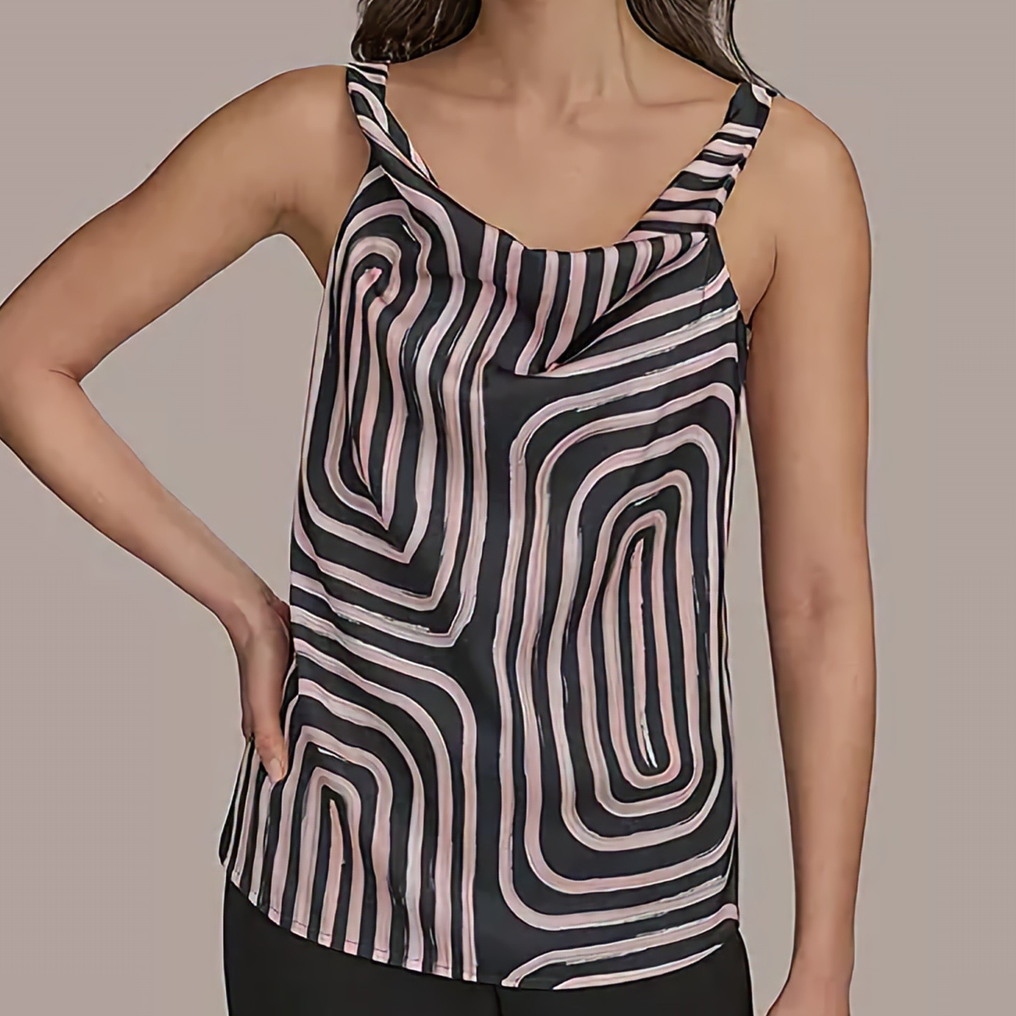 Donna Karan New York Cowlneck Camisole Sleeveless Black Top Womens XS NWT
