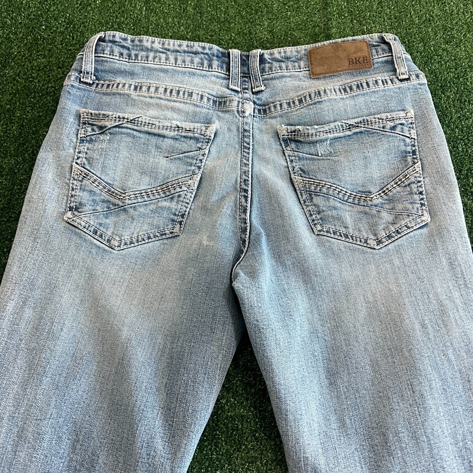BKE Jake Straight Leg Distressed Stretch Mens 32×31″ Jeans Blue Ripped Slim