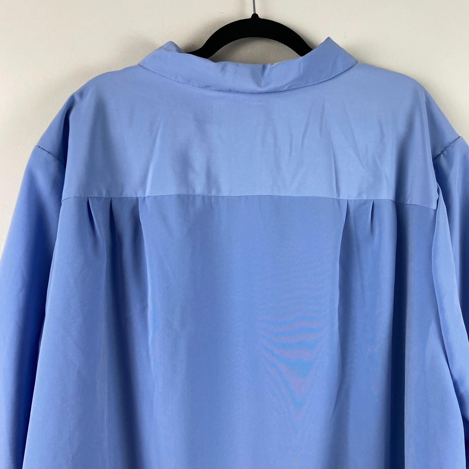 Woman Within Button Up Tunic Shirt Size 4X Blue 3/4 Cuffed Sleeve