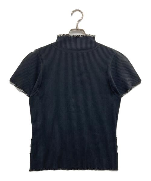 A・POC Fringe Pleat Cut & Sew Black Nylon Polyester T-Shirt L 여성