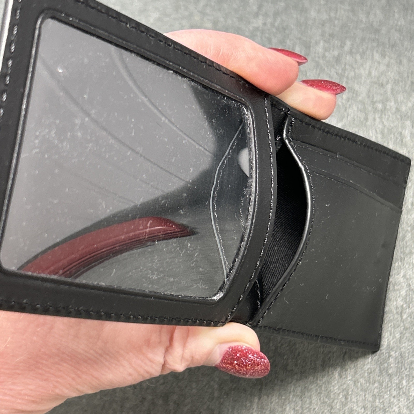 Coach Men’s Compact ID Credit Card Wallet Insert Replacement Black Logo Embossed