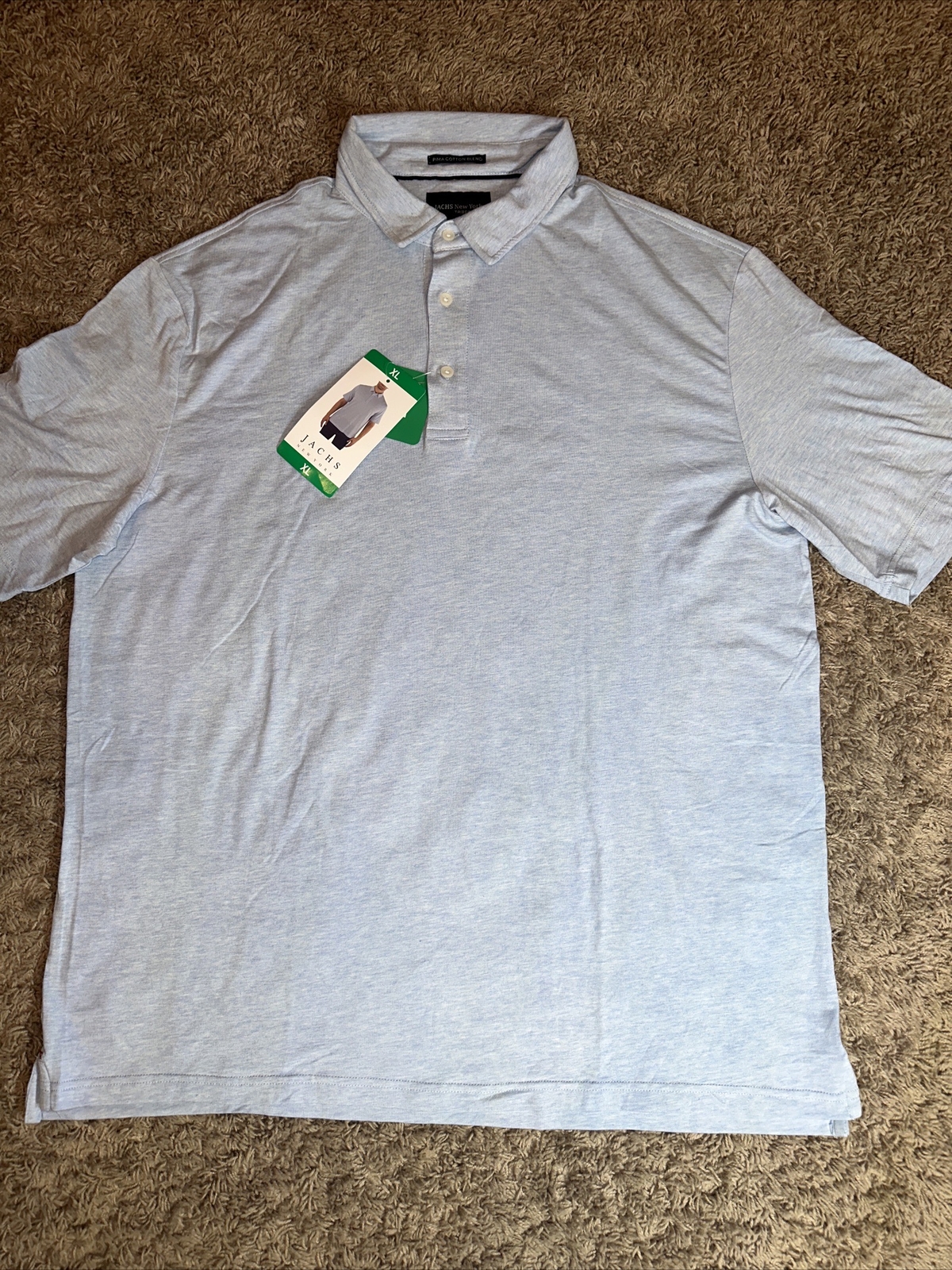 Men’s Jachs New York Light Blue Xlarge Ultra Soft Pima Cotton Blend Polo Shirt