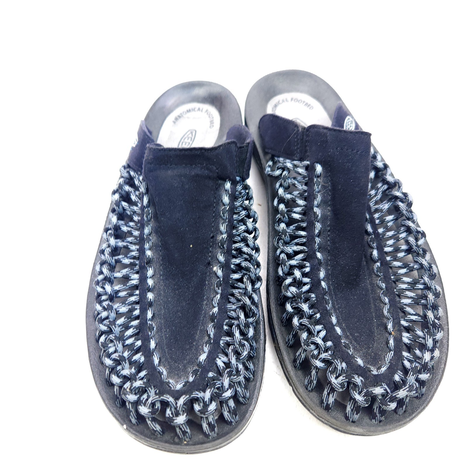 Keen Uneek Slide Slip On Mule Sandals Black Gray Rope Cord Men’s Size 8.5