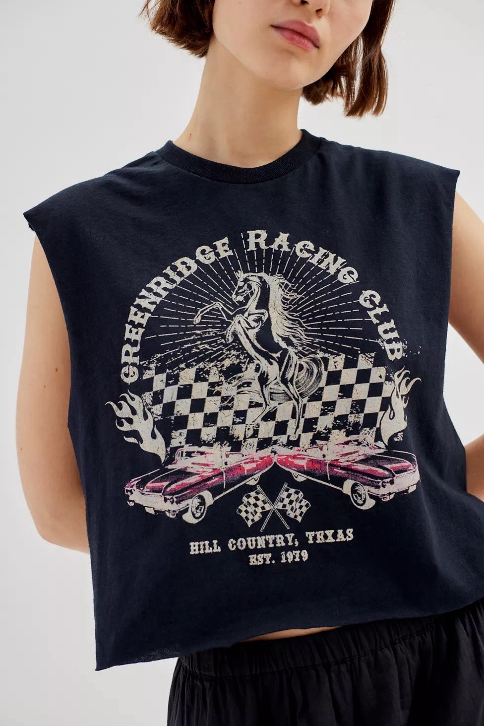Urban Outfitters Racing Club Cropped Muscle Tee Size Small