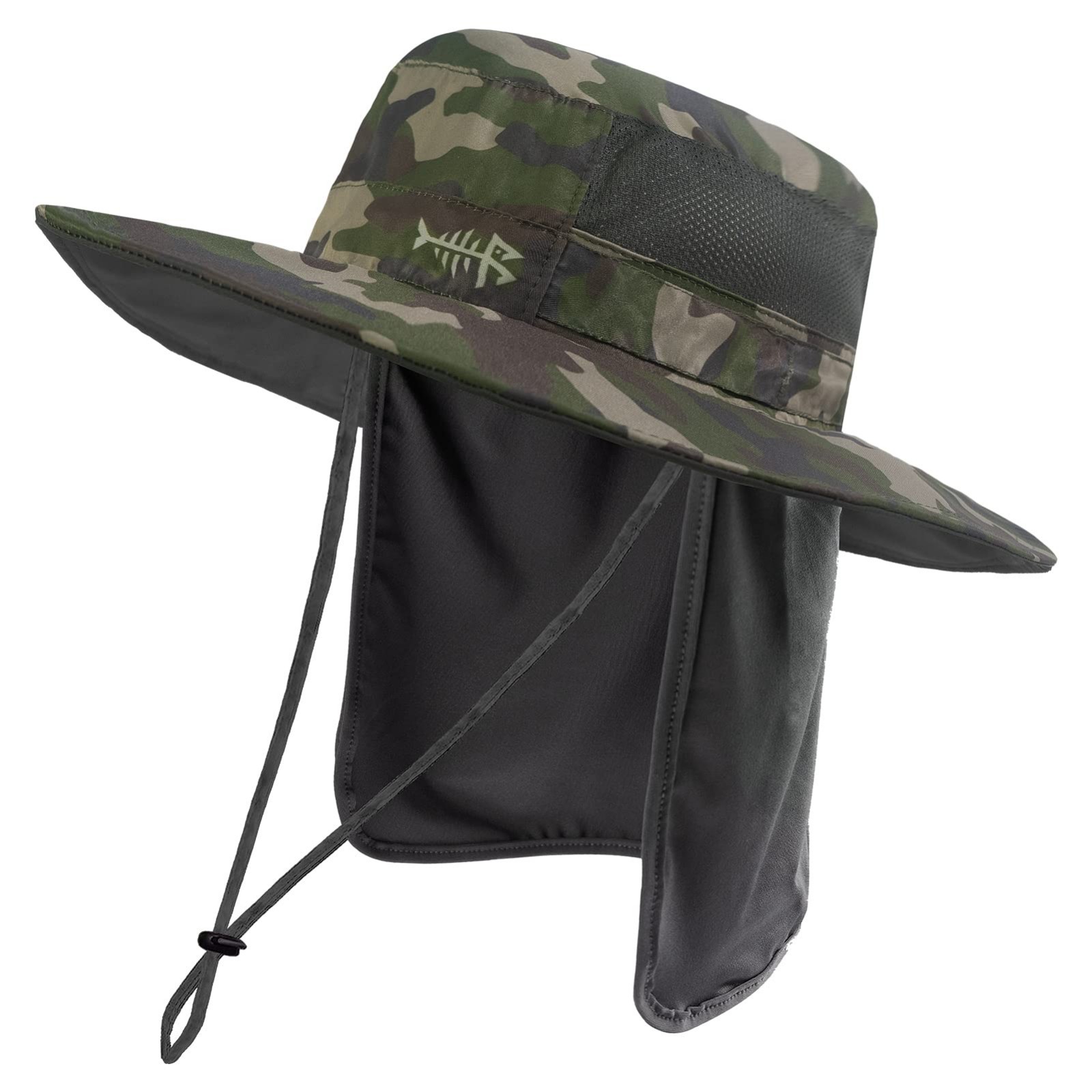 UPF 50+ Sun Protection Fishing Hat, Water Resistant with Detachable Neck Flap
