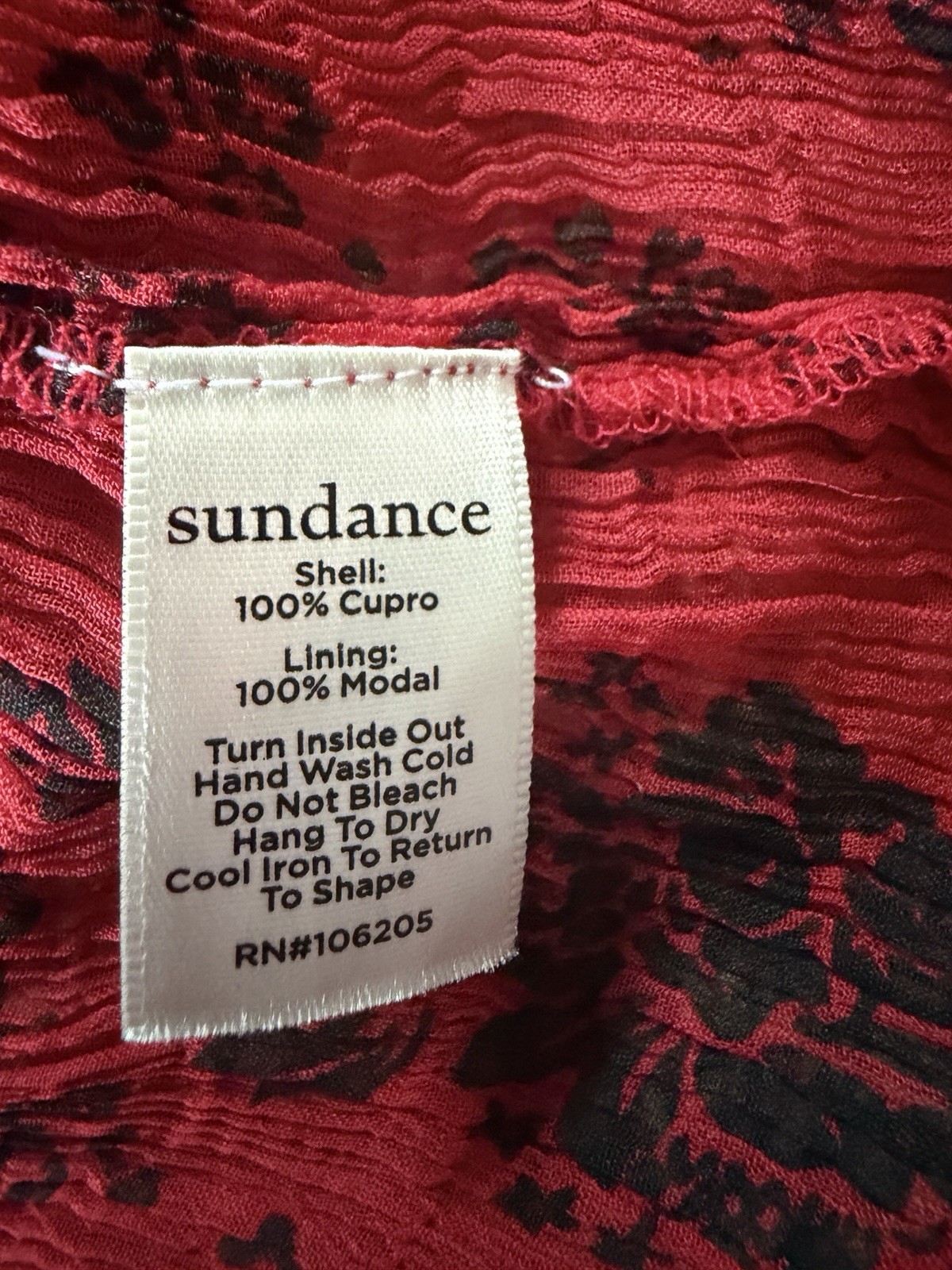 Sundance Size Medium Elodie Black Red Floral Tiered Blouse Top Button Sheer