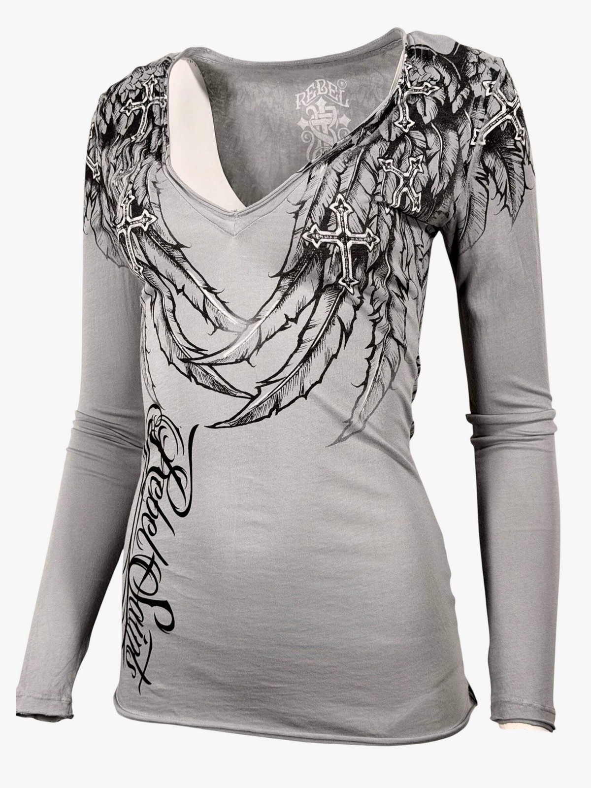 Rebel Saints by Affliction Women’s Long Sleeve T-shirt Whispering Wind