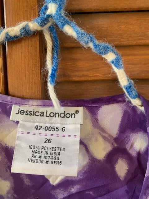 JESSICA LONDON,WOMEN’S TIE FRONT PULLOVER TOP,SIZE:PLUS 26,PURPLE/WHITE, NWOT!
