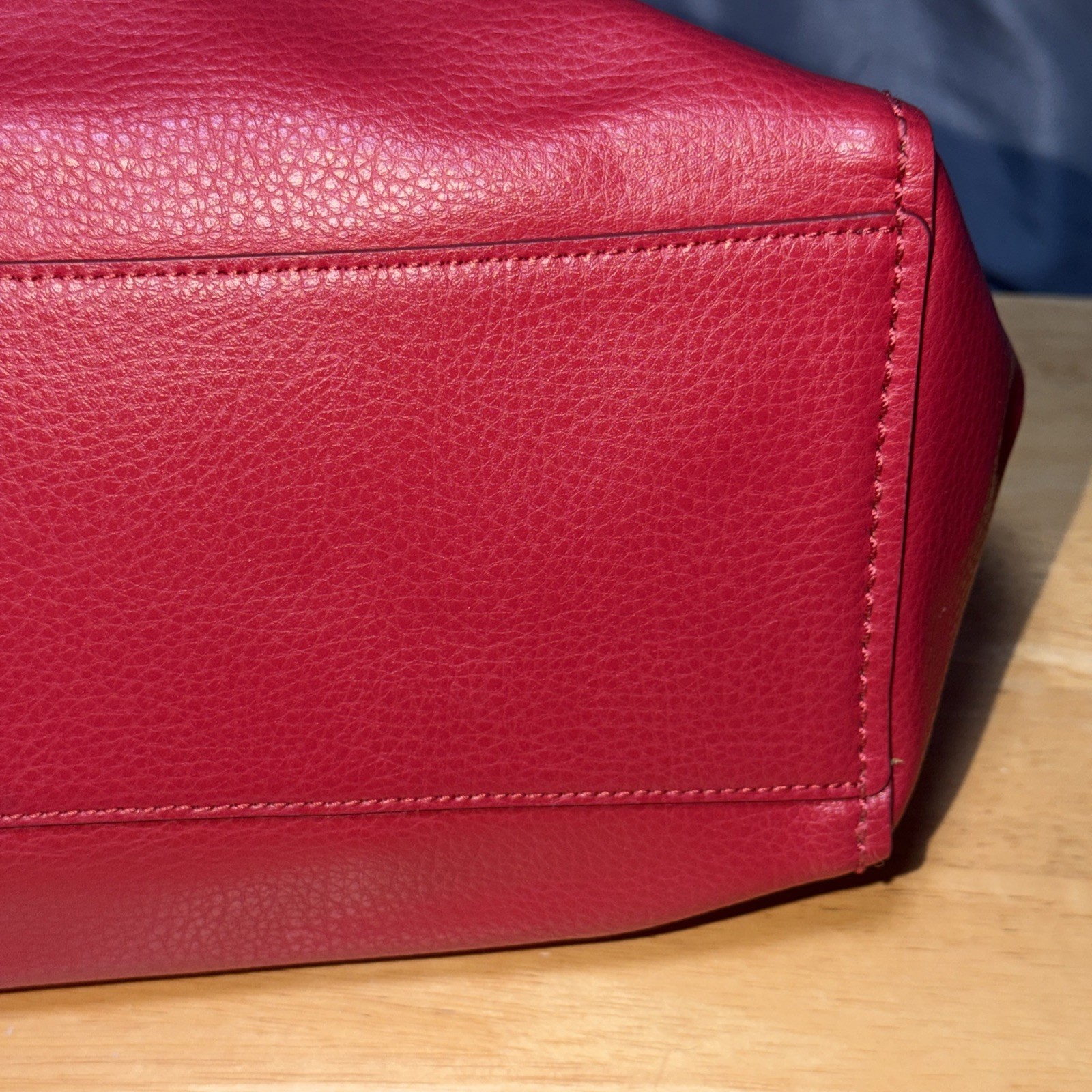Coach Derby Tote Red Soft Pebbled Leather Shoulder Handbag