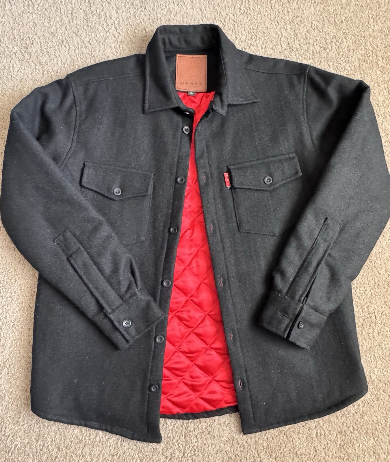 BAY AREA VEST (BAV) Men’s Wool Jacket Size L Biker Black