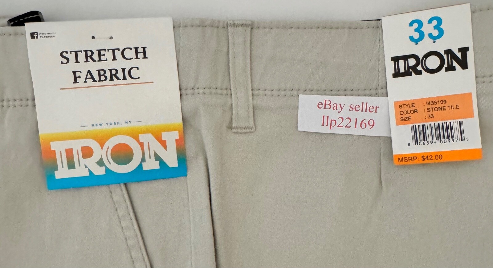 IRON CO Men’s Stretch Shorts (SIZE 33) Flex Waist Flat Front STONE TILE New Tag!