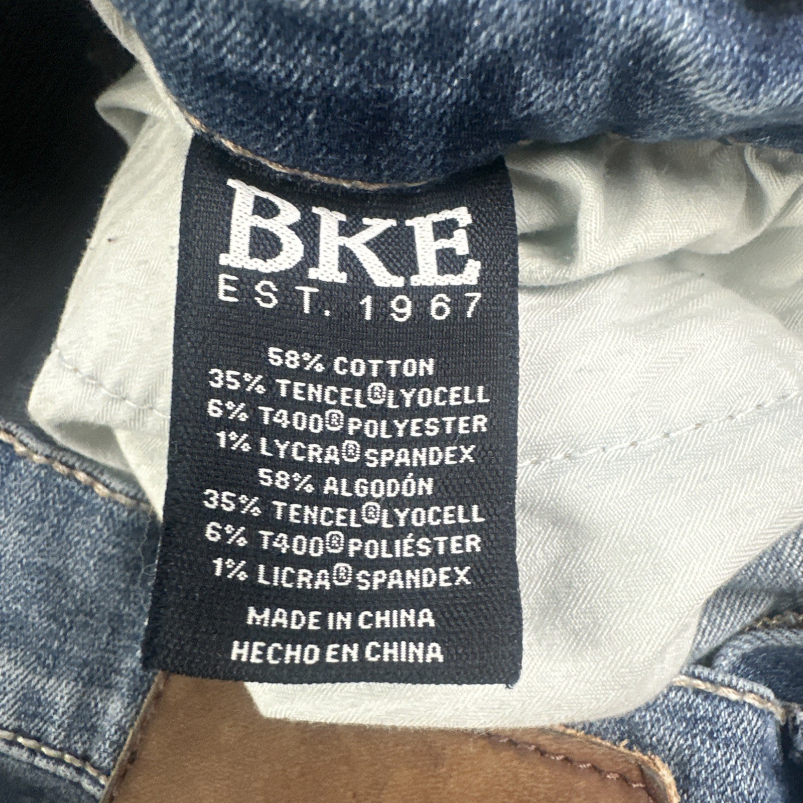 BKE Buckle Alec Slim Straight Jeans Men 32×32 Blue Stretch Whiskered Distressed