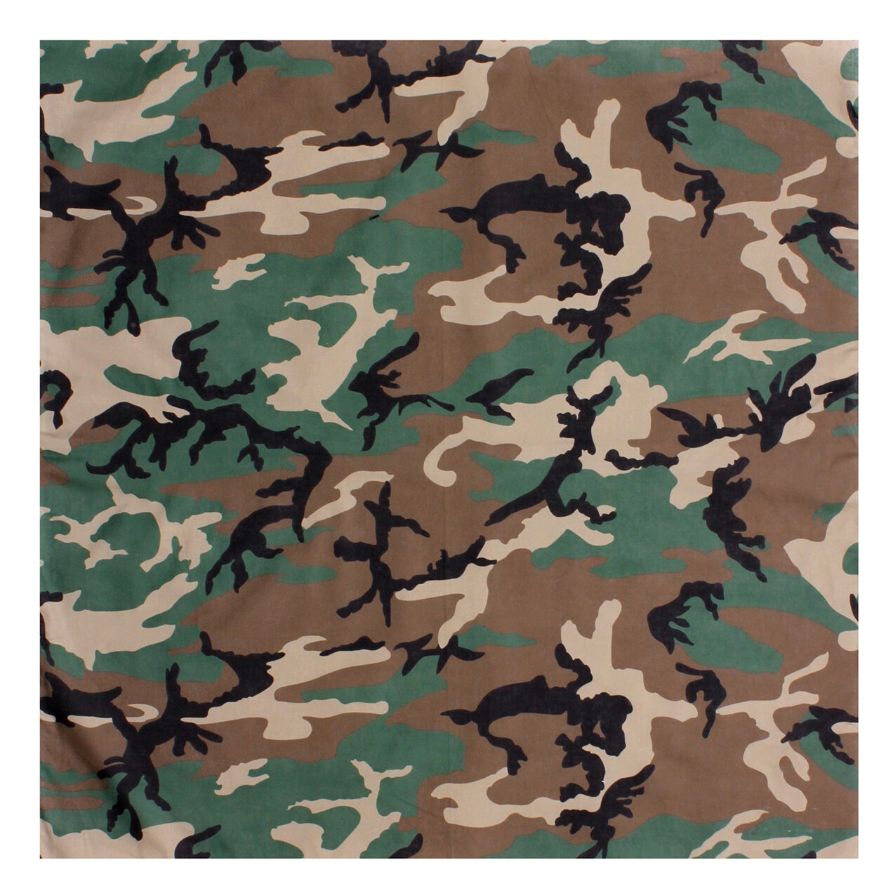 New Large Woodland Camo- Military Jumbo Bandana 27 In. X 27 In.
