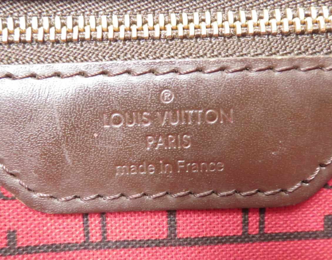 Authentic Louis Vuitton Damier Ebene Neverfull PM Tote Bag Handbag F#51490