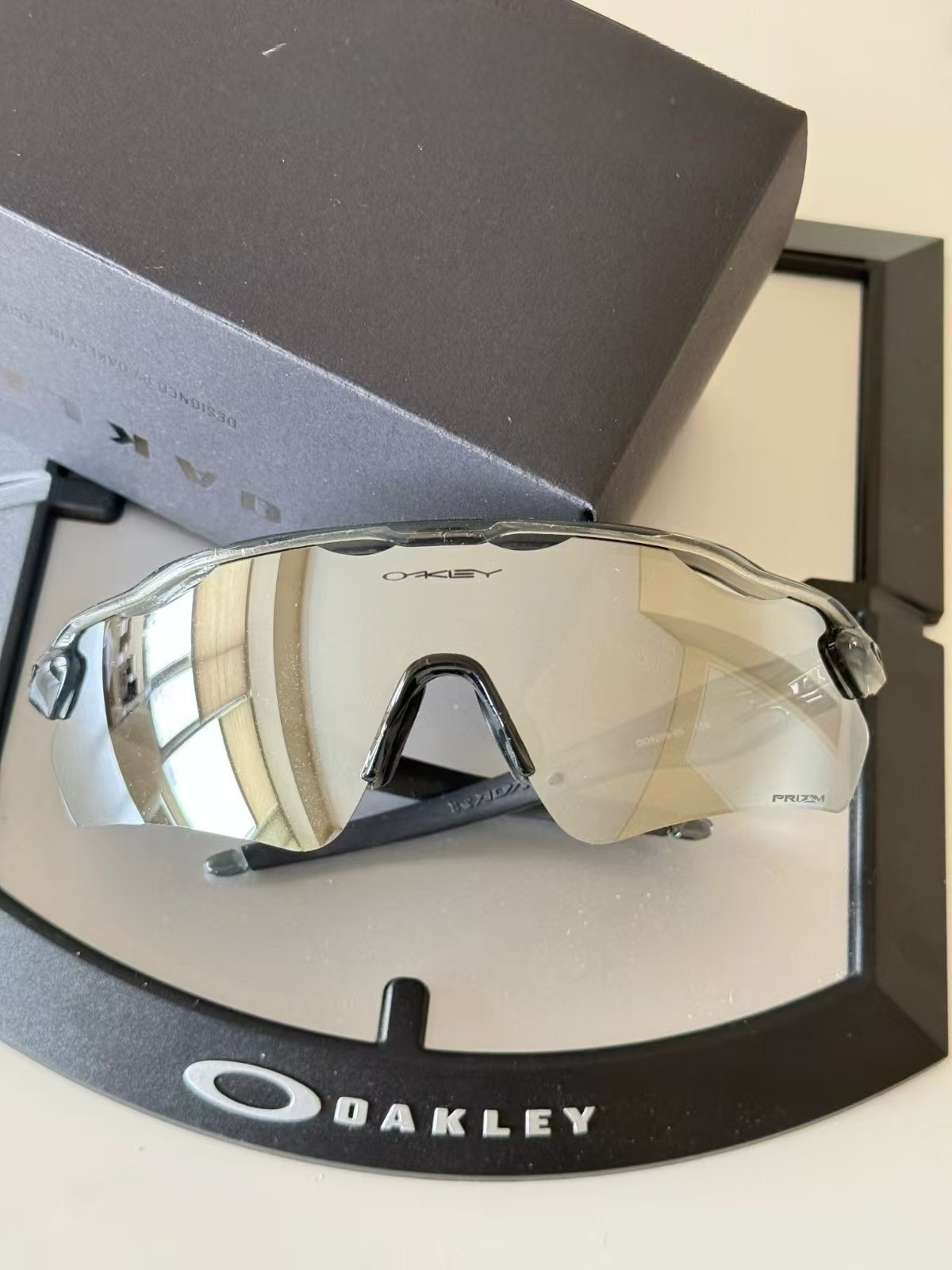 Hot Oakley OO9208 Radar EV Path Sunglasses Clear Gray Frame Prizm Mirrored Lens