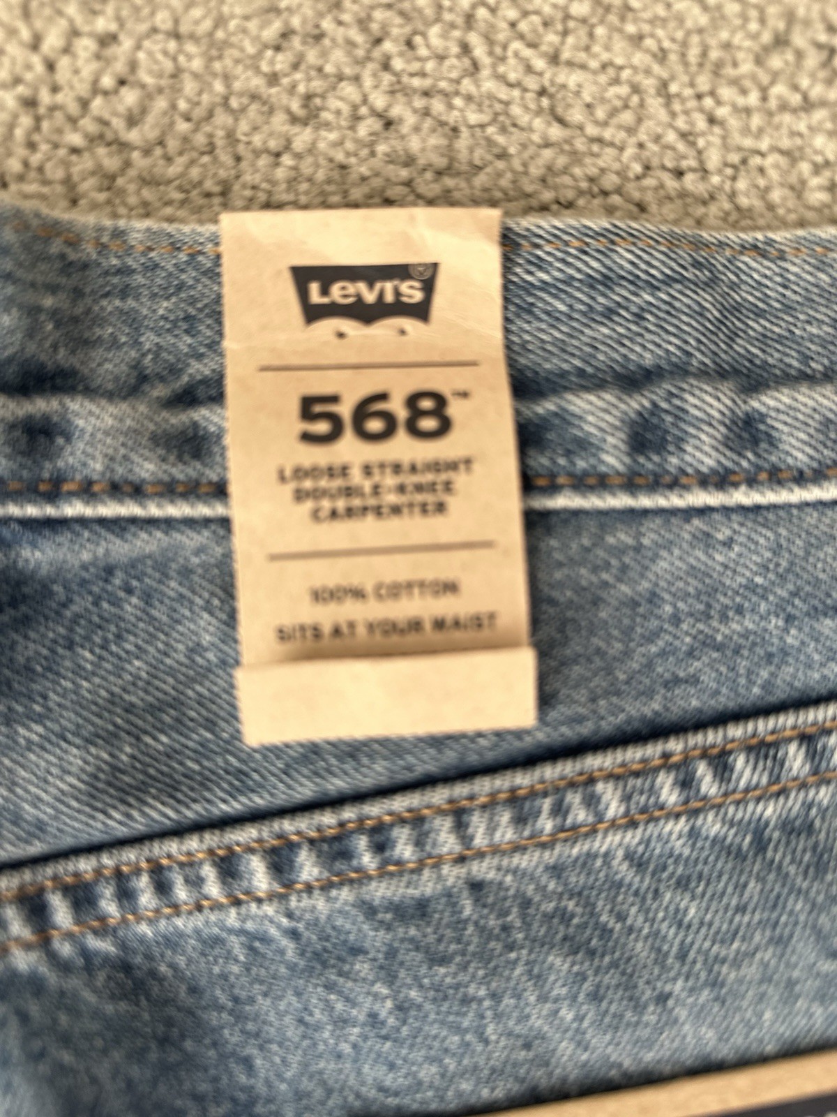 Levis 568 Double Knee Carpenter Blue Loose Denim Tag Sz. 32Wx30L Measure 33WX29L
