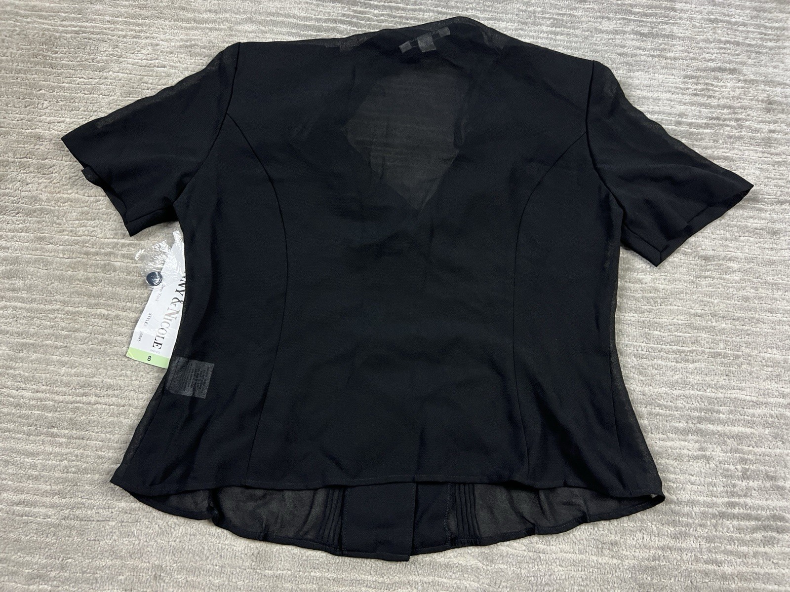 Danny & Nicole Top Womens 8 Black Padded Semi Sheer Padded Casual NWT