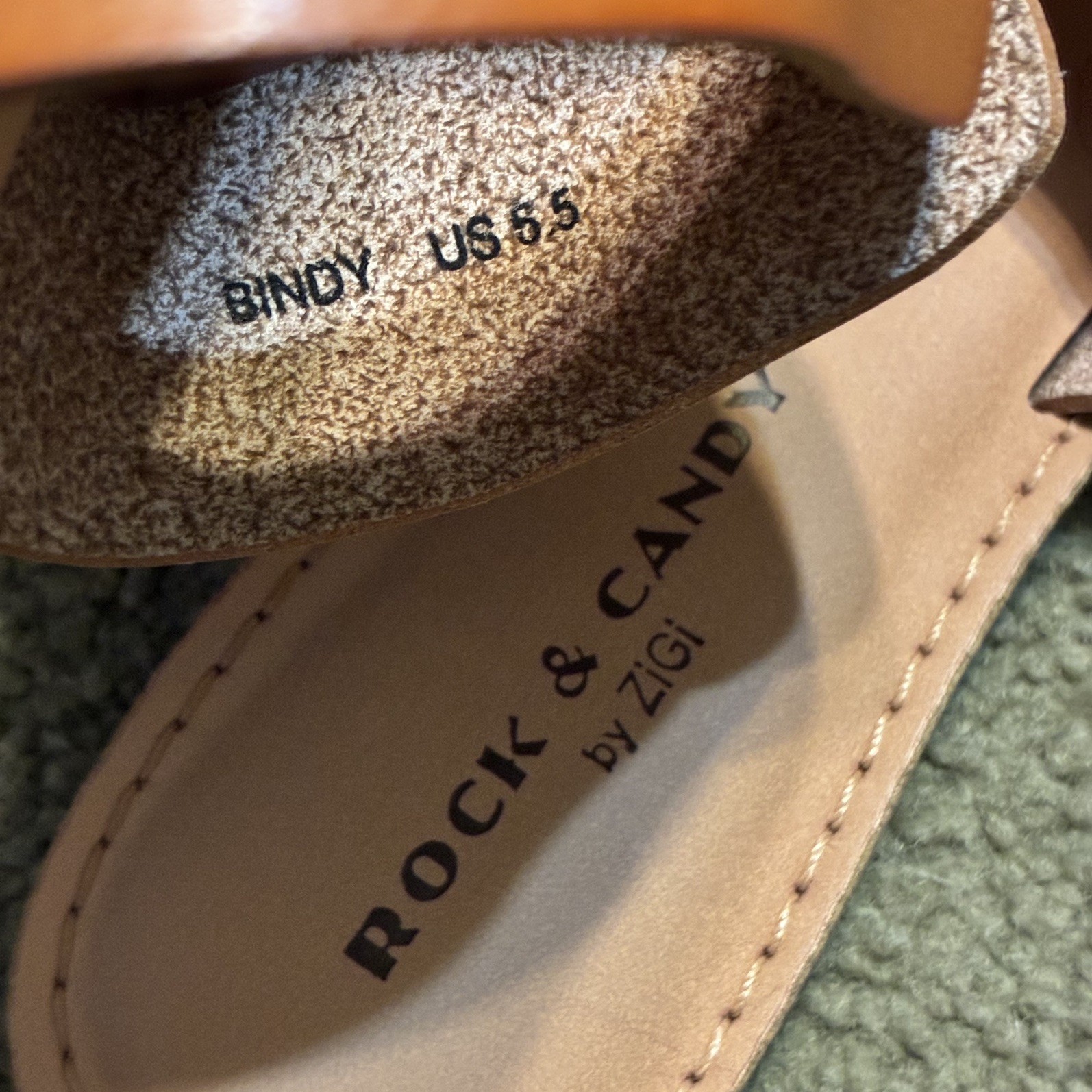 Rock & Candy by Zigi Bindi Sandals Slide Brown Tan Sz 6.5 Cushion Sole Womens