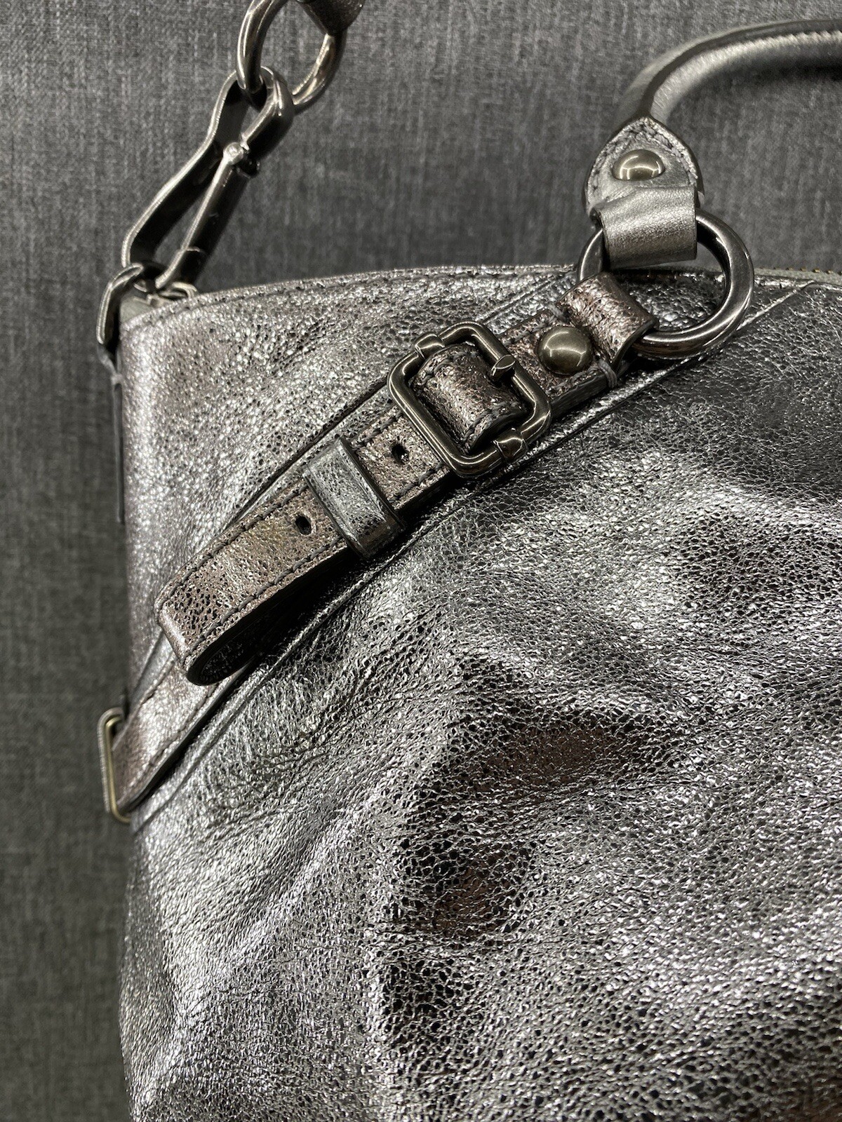 Coach Madison Sophia Leather Metallic Silver Pink Accents Satchel Shoulder Bag