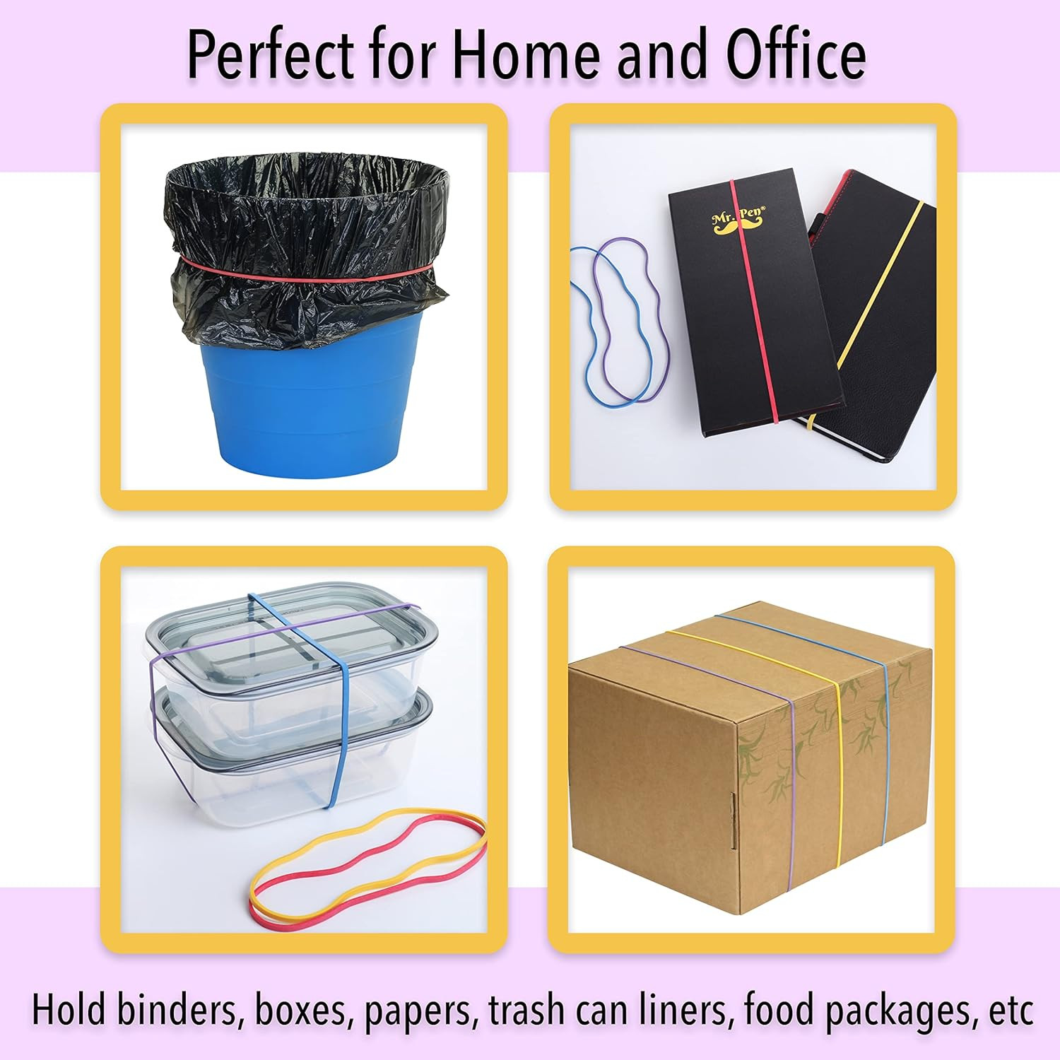 – Large Assorted Color Rubber Bands, 120 Pack, Giant Elastics for Office Bulk