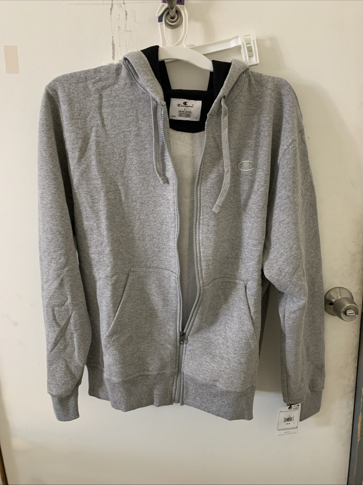 Pick Size – Champion Men’s Grey Powerblend Action Fleece Full Zip Hoodie